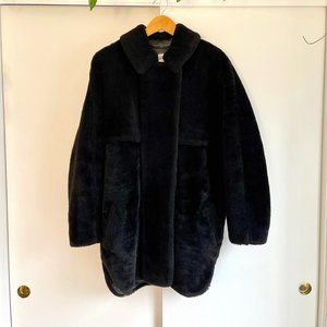 Opening Ceremony Black Shearling Chore Jacket Coat